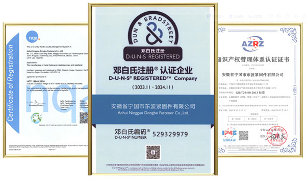 安徽省寧國(guó)市東波緊固件有限公司證書(shū)